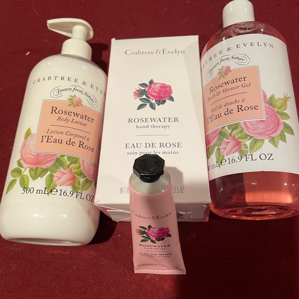 Crabtree & Evelyn Rosewater, Bath & Shower Gel Body Lotion Hand Therapy